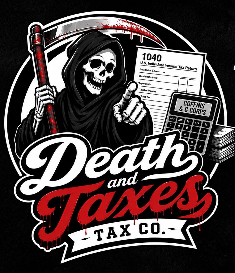 Death and Taxes Tax Co. logo